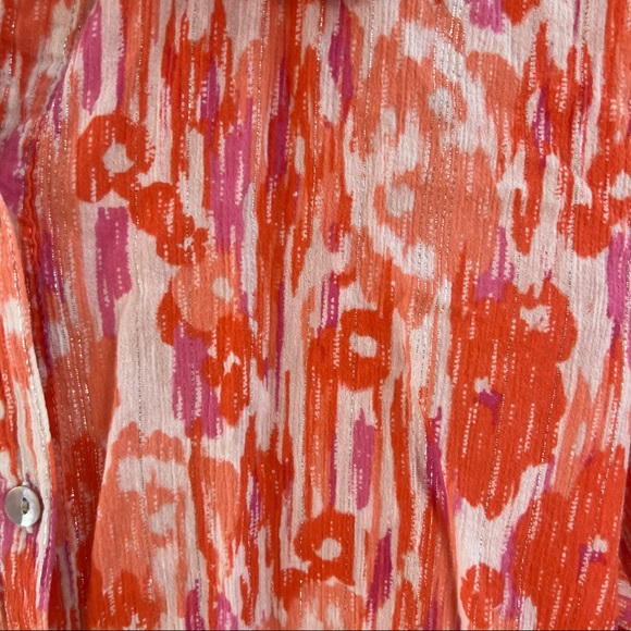 Lara Lane Top Womens Plus Size 16 Button Down Geometric Abstract Metallic - Picture 2 of 4